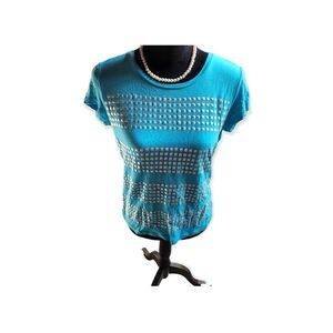 Ariat Size Medium Blue Studded Cotton Top
